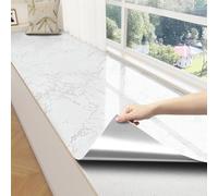 MUMUXIAO Papel tapiz autoadhesivo de vinilo impermeable para salpicaduras, 40 x 300 cm, diseño de mármol brillante para encimera, color blanco 1