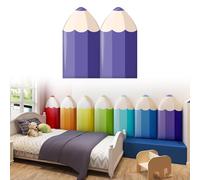 MUMUXIAO Paquete de 2 adhesivos 3D anticolisión para pared, tapizados en forma de lápiz, panel de pared extra grueso, protección de pared decorativa para guardería (morado)