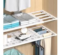 MUMUXIAO Paquete de 2 estantes extensibles de tensión para armario, barra ajustable para colgar, divisores de armario, organizador de ahorro de espacio para armario, cocina, baño (42 cm de ancho, 38