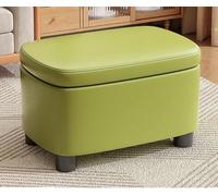 MUMUXIAO Taburete otomano tapizado de piel sintética para sala de estar, entrada, asiento acolchado de espuma gruesa con tapa con bisagras (verde hierba)