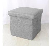 MUMUXIAO Taburete pequeño otomano plegable de almacenamiento, taburete cuadrado de maquillaje para sala de estar, dormitorio, caja de juguetes, asiento acolchado plegable (gris, 25 x 25 x 25 cm)