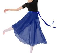 MUNAFIE Falda de Ballet Señoras Falda de Gasa Ropa de Ballet Cintura Ajustable Lazo Faldas de Danza para Mujeres Azul Oscuro