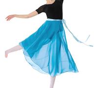 MUNAFIE Falda de Ballet Señoras Falda de Gasa Ropa de Ballet Cintura Ajustable Lazo Faldas de Danza para Mujeres Azul Claro