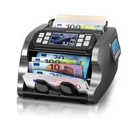 MUNBYN 2026 Nuevo Contadora de Billetes de Mixto, Maquina Contar Billetes, Detector Billetes Falsos con CIS/UV/IR/MG/MT, EUR, USD, CAD, Más de 120 Divisas, Doble Pantalla, 2 Años de Garantía, IMC22