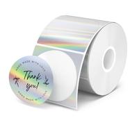MUNBYN 51x51mm Laser Circle Thermal Sticker Labels, Etiquetas térmicas Directas Redondas Autoadhesivas, Etiquetas Rollo Multiusos para Diseño de Logotipos DIY, Códigos QR, 400 pcs