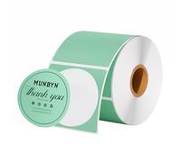 MUNBYN 750 etiquetas térmicas redondas, etiqueta térmica de 50mm x 50mm(2" x 2") redonda, pegatina autoadhesiva resistente a arañazos, agua, suciedad, polvo y grasa-verde