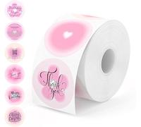 MUNBYN Etiquetas térmicas redondas de 2 pulgadas, Etiquetas redondas autoadhesivas 50x50 mm, para diseño de logotipo de bricolaje, código QR, domésticas, Rosa