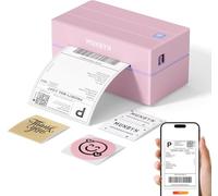 MUNBYN Impresora Etiquetas Autoadhesivas Bluetooth 4x6, Impresora Etiquetas Envio, Compatible con iOS, Android, Windows, Chromebook, DHL y UPS, Rosado