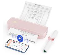 MUNBYN Impresora Portátil Inalambrica, Impresora Bluetooth A4, Compatible con teléfonos Android e iOS y Portátil, Papel A4/4''/3''/2'', para Viajar, Doméstico, Oficina, ITP04, Rosa