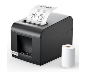 MUNBYN Impresora Tickets 80mm, Impresora Termica con Conexión USB y LAN, Impresora POS Compatible con Windows Android Chrome Linux, Soporte de Caja Registradora, con Cortador Automático, ITPP072