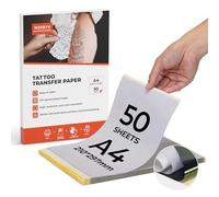 MUNBYN Papel de Transferencia de Tatuaje, Tattoo Transfer Paper 50 Hojas, A4 Papel Hectografico Tattoo con Impresoras térmicas para imprimir Tatuajes y diseños DIY