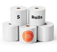 MUNBYN Rollos de Papel Térmico 80 mm x 80 mm x 80 m, 5 rollos de papel de recibo para Epson, NetumScan, Zebra, Star Micronics, impresora de recibos de 80 mm y registro POS cuadrado, libre de BPA.