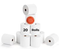 MUNBYN Rollos Papel Térmico 80 mm x 80 mm x 80 m, Rollo Termico de primera para Epson, NetumScan, impresora de recibos de 80 mm y registro POS cuadrado, libre de BPA y certificado FSC [20 Rollos]