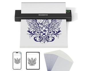 MUNBYN Termocopiadora Tattoo Bluetooth, Impresora Termica Tatuajes, Impresora Tattoo para Tatuajes DIY, Compatible con Smartphone y PC, con 20 Piezas de Papel de Transferencia, ITP05