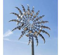 MUNCHIN Molino de viento de metal único y mágico, molinillo cinético 3D para jardín, acero inoxidable, carillón de viento, para terraza, césped y jardín, color plateado