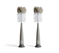 Cepillos modernos Munchkin con esponja para biberones | Set de cepillos para biberones y botellas de agua | Suaves y reutilizables con limpiador de tetinas integrado |Pack de 2 | Gris