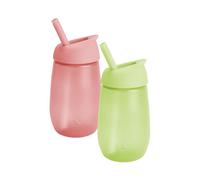 Munchkin Vaso con Pajita, Set de Vasos para Niños Pequeños y Bebés, Vaso Antiderrame de Silicona Libre de BPA, Vaso Infantil Fácil de Limpiar, Apto para Lavavajillas, Lote de 2 x 296 ml, Verde/Rosa