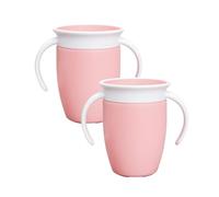 Munchkin Miracle 360 6+ Meses Vaso de Entrenamiento para Bebés de 207 (paquete de 2), Vaso con Flujo Libre para Niños Pequeños, Vaso Entrenador, Libre de BPA, Rosa/Rosa
