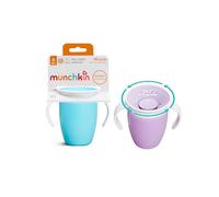Munchkin Miracle 360 Sippy Cup, Trainer Toddler Cup, BPA Free Baby & Toddler Cups w.Handles, Non Spill Cup, Dishwasher Safe Baby Cup, Leakproof Childrens Cup, 6+ Months - 7oz/207ml,2 Pack, Blue/Purple
