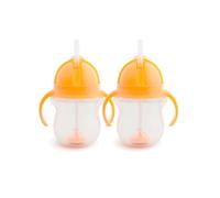 Munchkin Click Lock Tip & Sip Set de Vasos con Pajita, Vaso de Entrenamiento para Bebés con Pajita para Niños Pequeños, Libre de BPA, a Prueba de Derrames, 207 ml, 2 pack, Naranja/Naranja