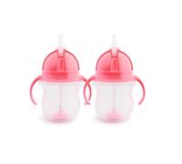 Munchkin Click Lock Tip & Sip Straw Cup Set, Baby Toddler Sippy Cups with Straw, BPA Free Leakproof Cup Dishwasher Safe Baby Cup Weighted Straw Childrens Baby Bottles -7oz/207ml, 2 Pack, Pink/Pink
