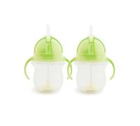 Munchkin Click Lock Tip & Sip Straw Cup Set, Baby Toddler Sippy Cups with Straw, BPA Free Leakproof Cup Dishwasher Safe Baby Cup Weighted Straw Childrens Baby Bottles -7oz/207ml, 2 Pack, Green, Green