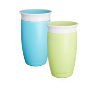 Munchkin Set de Vasos Aprendizaje Bebé y Niños, con Borde 360°, Antiderrame Libre de BPA, Lote de 2 x 296 ml, Azul/Verde