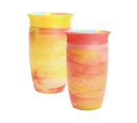 Munchkin Miracle 360 12+ Month 10oz Baby Sippy Cups (2-Pack). Free Flow Beaker for Toddlers. Trainer Cup, BPA-Free, Spill-Free, Dishwasher-Safe Baby Water Bottle with Easy-Grip Handles. (Red/Yellow)