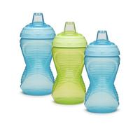 Munchkin Mighty Grip Vasos | Entrenador para Bebés y Niños Pequeños | Sin BPA | Antiderrames | A Prueba de Fugas | Vaso de Aprendizaje para Bebés desde 9+ Meses | 296 ml | Paquete de 3 | Azul y Verde