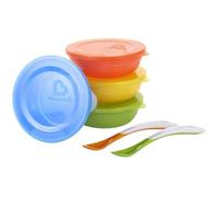 Munchkin 43877 Juego de 4 cuencos/tapas 2 cucharas Love-A-Bowls