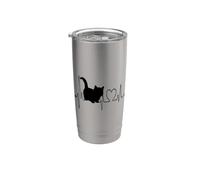 Munchkin Cat Heartbeat ECG divertido propietario felino de pierna corta Vaso térmico de acero inoxidable de doble pared