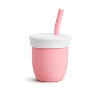 Munchkin C'est Silicone! Vaso Aprendizaje Bebe con Pajita, Vaso para Sorber con Tapa Antiderrame y Pajita, Niños Pequeños a Partir de 6 Meses, Sin BPA, Silicona Alimentaria, 118 ml, Rosa Coral