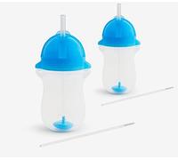 Munchkin Click Lock Tip and Sip - Taza de pajita ponderada, 2 unidades de 296 ml, azul, 2 unidades (90029)