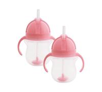 Munchkin Click Lock Tip & Sip Straw Cup Set, Baby Toddler Sippy Cups with Straw, BPA Free Leakproof Cup Dishwasher Safe Baby Cup Weighted Straw Childrens Baby Bottles -7oz/207ml, 2 Pack, Pink/Pink