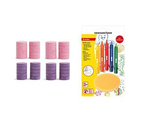 Munchkin Colour Buddies Bombas de Baño Hidratantes, Incluye 40 Bombas de Baño de Colores & Eberhard Faber 524105 - Tiza de baño para pintar en azulejos y espejos, juego de 5 con esponja, de color