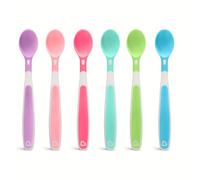 Munchkin Cucharas para Bebé, Set de Cubiertos para Bebé y Niños Pequeños, Cuchara con Mango Ergonómico, Set de Cucharas de Plástico Libre de BPA, Apto para Lavavajillas, Lote de 6