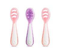 Munchkin Gentle Dip Multistage First Spoons| Weaning for Babies 4+ Months | Ideal for Baby-Led Weaning | Ergonomic Design | BPA-Free | Pink & Purple | 3 Pack