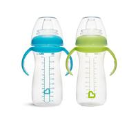 Munchkin Gentle Transition Vasos para Bebé | Vasos transparentes con asas y tapas para bebés y niños pequeños | Sin BPA | Antiderrames | Baby Led Weaning | 9+ meses | 296 ml | Pack de 2 | Azul/Verde