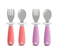Munchkin Levante 4 tenedor y cuchara para niños pequeños, rosa/morado, 12+(paquete de 1)