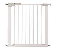 Munchkin Puerta de escalera Lindam, puerta de eje seguro para niños pequeños y bebés, puerta de escalera con ajuste a presión para bebés o perros, puerta de seguridad para bebés para escaleras y puertas, puerta para niños fácil de instalar, sin tornillos, 76-82 cm, blanca