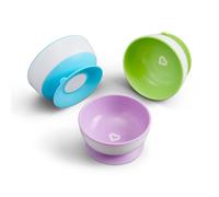 Munchkin Stay Put Suction Bowl Set para Bebés y Bebés de 6 Meses+ | Set BPA Free para Deslactosación | Compatible Microondas y Lavavajillas | 3 Piezas