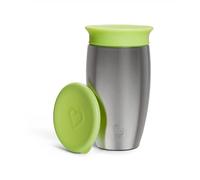Munchkin Vaso en acero inoxidable, Vaso para Niños Pequeños y Bebés, Vaso Antiderrame de Silicona Libre de BPA, Vaso Infantil Fácil de Limpiar, Apto para Lavavajillas, 296 ml, Verde
