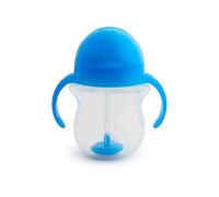 Munchkin Vaso de entrenamiento Click Lock Tip and Sip con pajita abatible, Azul, 7oz/207ml