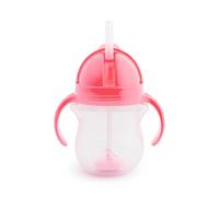 Munchkin Vaso con asas y pajita abatible Tip & Sip con Click Lock, rosa