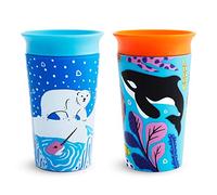 Munchkin Vaso Bebé y Niños Pequeños, Set de Vasos con Borde 360º, Vaso Antiderrame de Silicona Libre de BPA, Vaso Apto para Lavavajillas, Embalaje Reciclado, Lote de 2 x 266 ml, Orca/Oso Polar