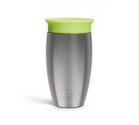 Munchkin Vaso en acero inoxidable, Vaso para Niños Pequeños y Bebés, Vaso Antiderrame de Silicona Libre de BPA, Vaso Infantil Fácil de Limpiar, Apto para Lavavajillas, 296 ml, Verde