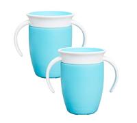 Munchkin Tazas Miracle 360 para Bebé, Vasito de Flujo Libre para Niños Pequeños, Taza Entrenadora, Libre de BPA, Sin Derrames, Botella de Agua, 207ml, 6+ Meses, Set de 2, Azul