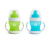 Munchkin Vaso de Aprendizaje para Bebé, Set de Vasos con Boquilla, Asas y Tapa, Vaso Antiderrame Libre de BPA, Apto para Lavavajillas, Bebés a Partir de 4 Meses, Lote de 2 x 118 ml, Verde/Azul