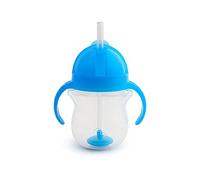 Munchkin Vaso de entrenamiento Click Lock Tip and Sip con pajita abatible, Azul, 7oz/207ml