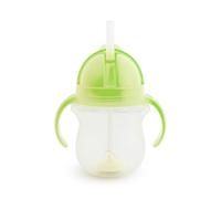 Munchkin Vaso de entrenamiento Click Lock Tip and Sip con pajita abatible, Verde, 7oz/207ml